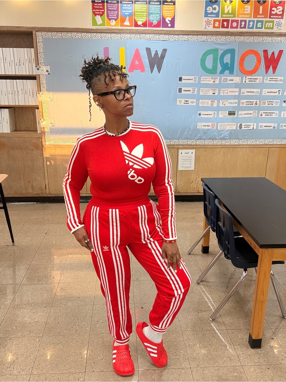 Adidas Women’s Red Three-Stripe Track Pants